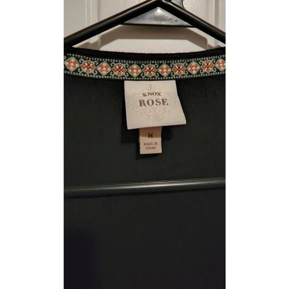 Knox Rose Size medium boho embroidered open kimono fringe black - Picture 5 of 7